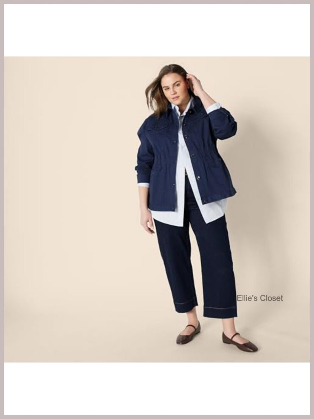 Women's Relaxed-Fit Dropped Shoulder Cotton Twill Jacket - Picture 5 of 6